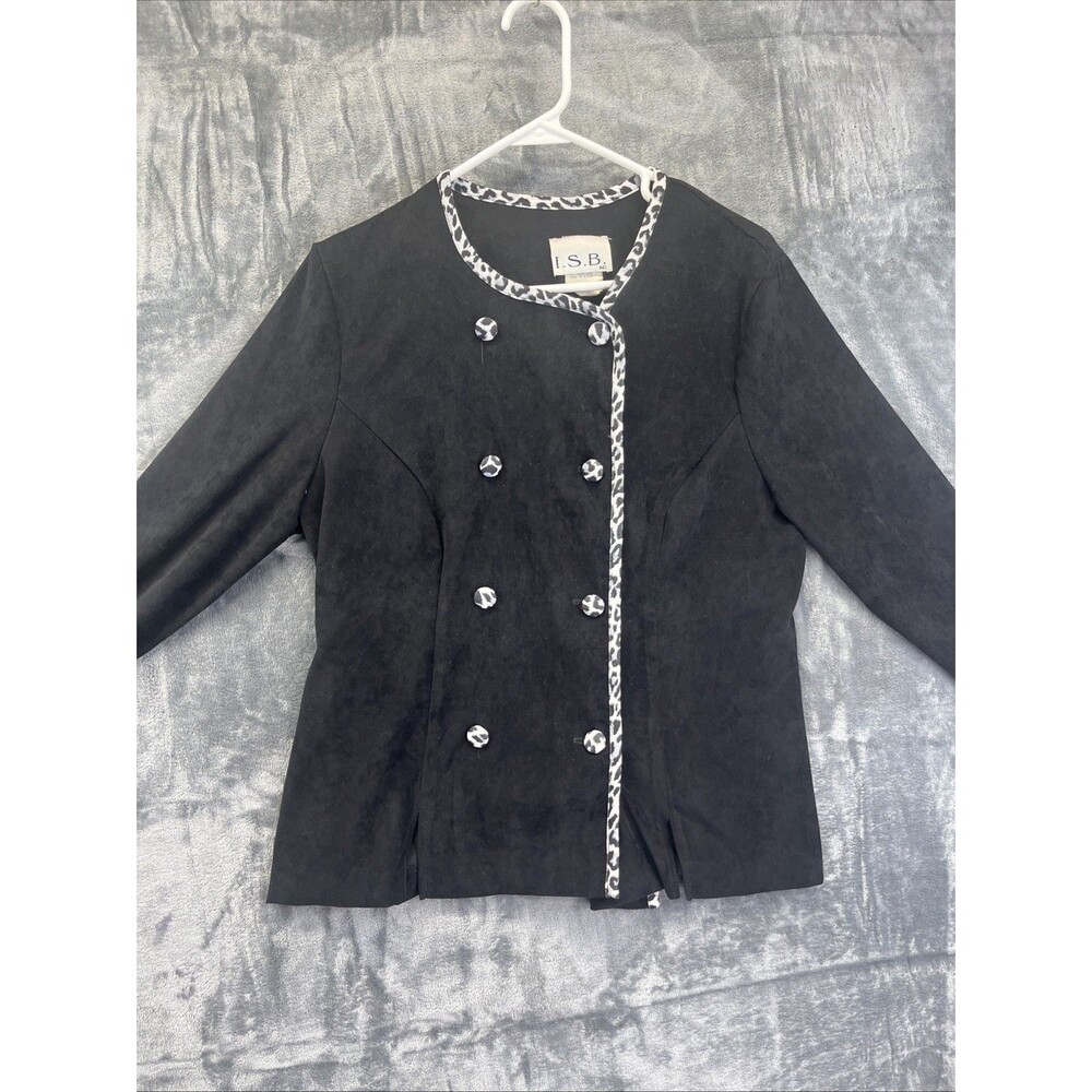 I.S.B. Inc Black Cheetah Blazer Sz 12 Jacket Vintage USA